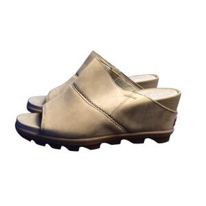 New Sorel Joanie ll Women's Beige Slip-On Wedge Sandals 9.5